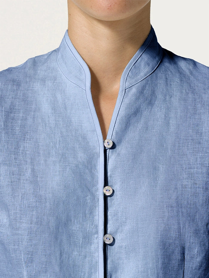 100% Linen Hand Button Fitted Jacket AMELIA LINTICO