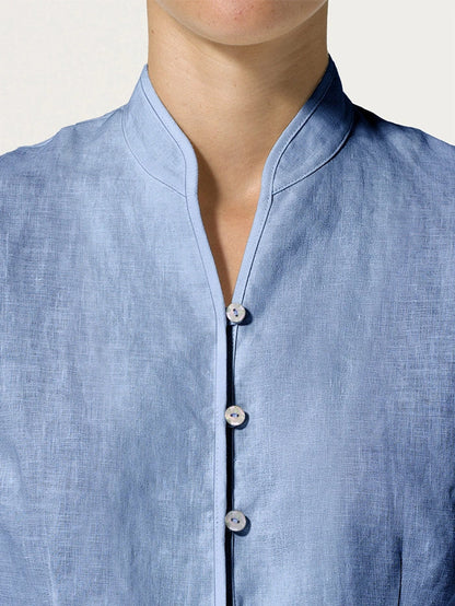 100% Linen Hand Button Fitted Jacket AMELIA LINTICO