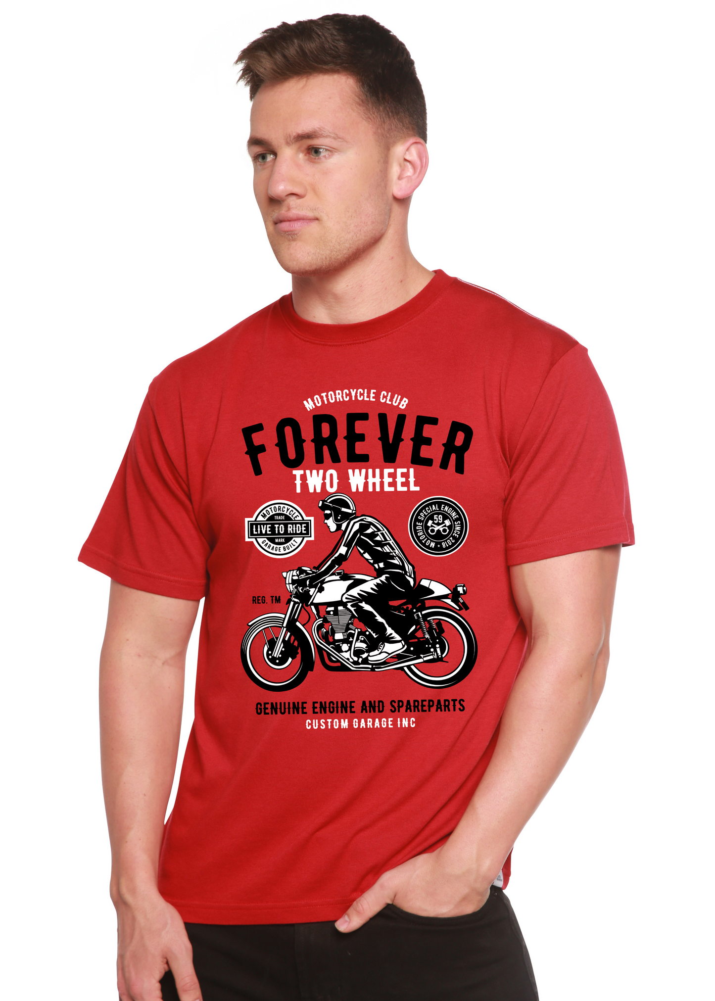 Forever Two Wheel Men's Bamboo Viscose/Organic Cotton Short Sleeve Graphic T-Shirt Spun Bamboo