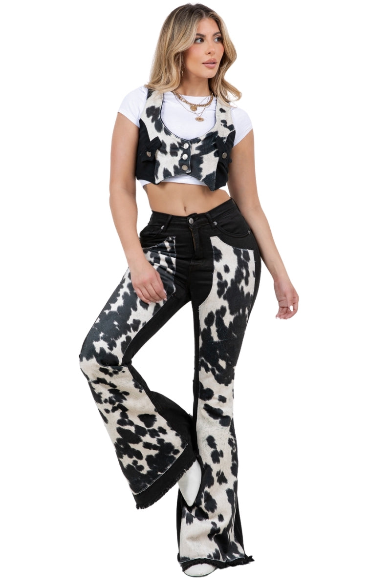 Rodeo Bell Bottom Jean in Black GJG DENIM