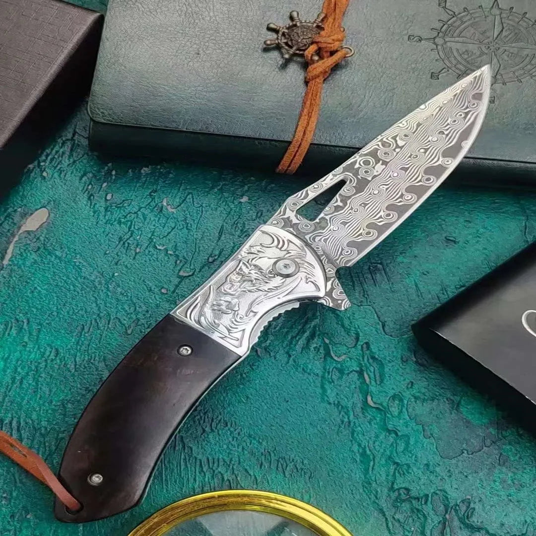 Damascus Steel Folding Knife ViralGalleria.com