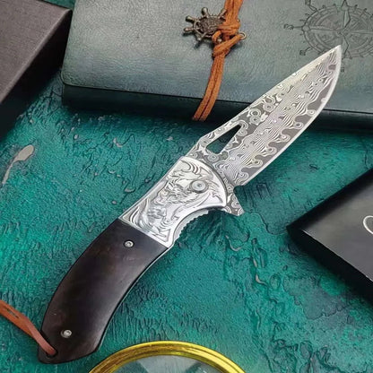 Damascus Steel Folding Knife ViralGalleria.com