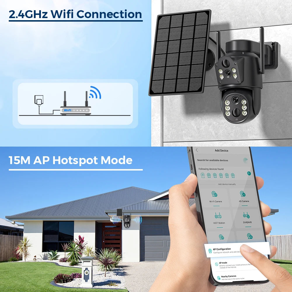 Dual Lens Solar Camera 4K WiFi Outdoor ViralGalleria.com