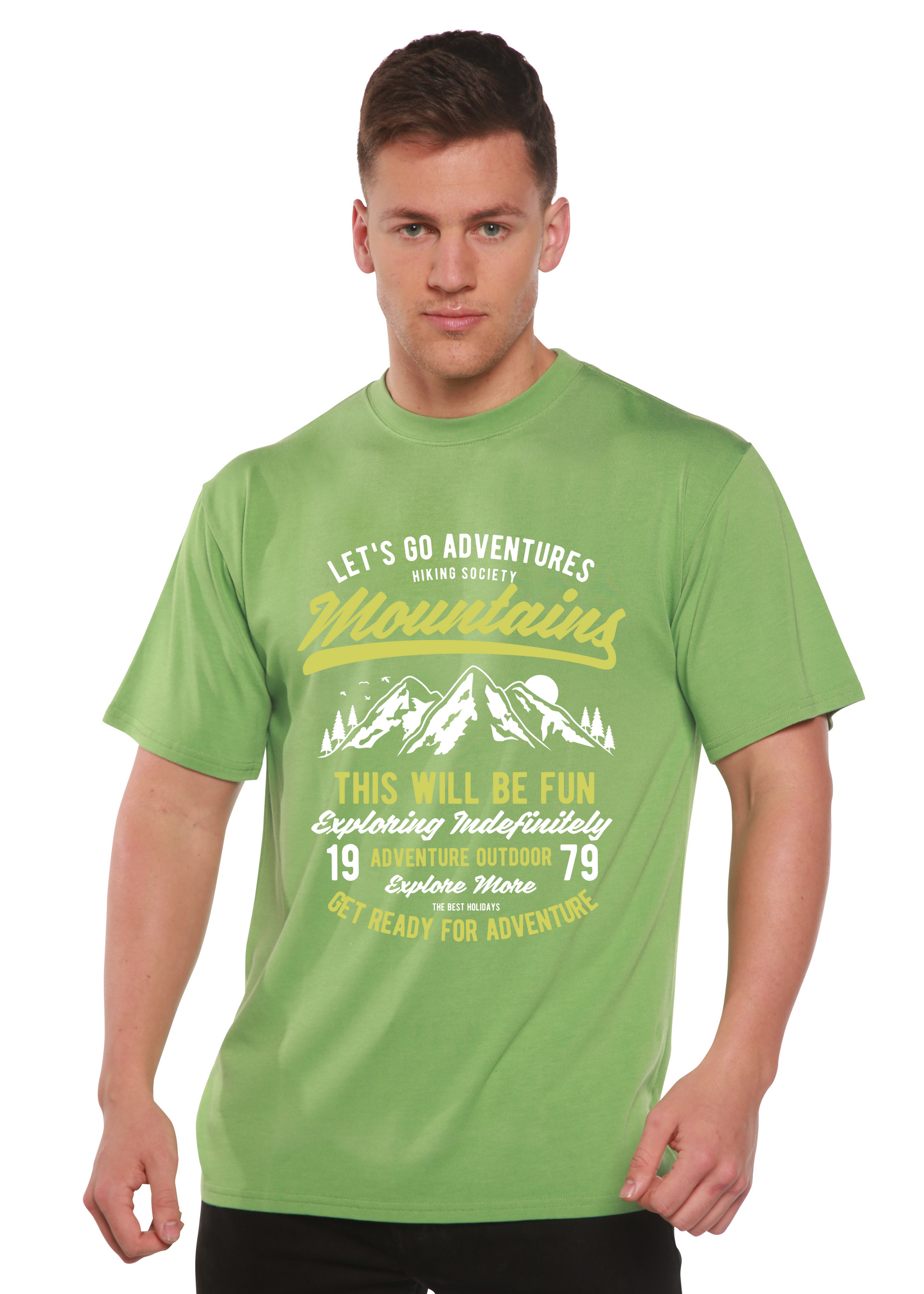 Let's Go Adventure Men's Bamboo Viscose/Organic Cotton Short Sleeve Graphic T-Shirt Spun Bamboo
