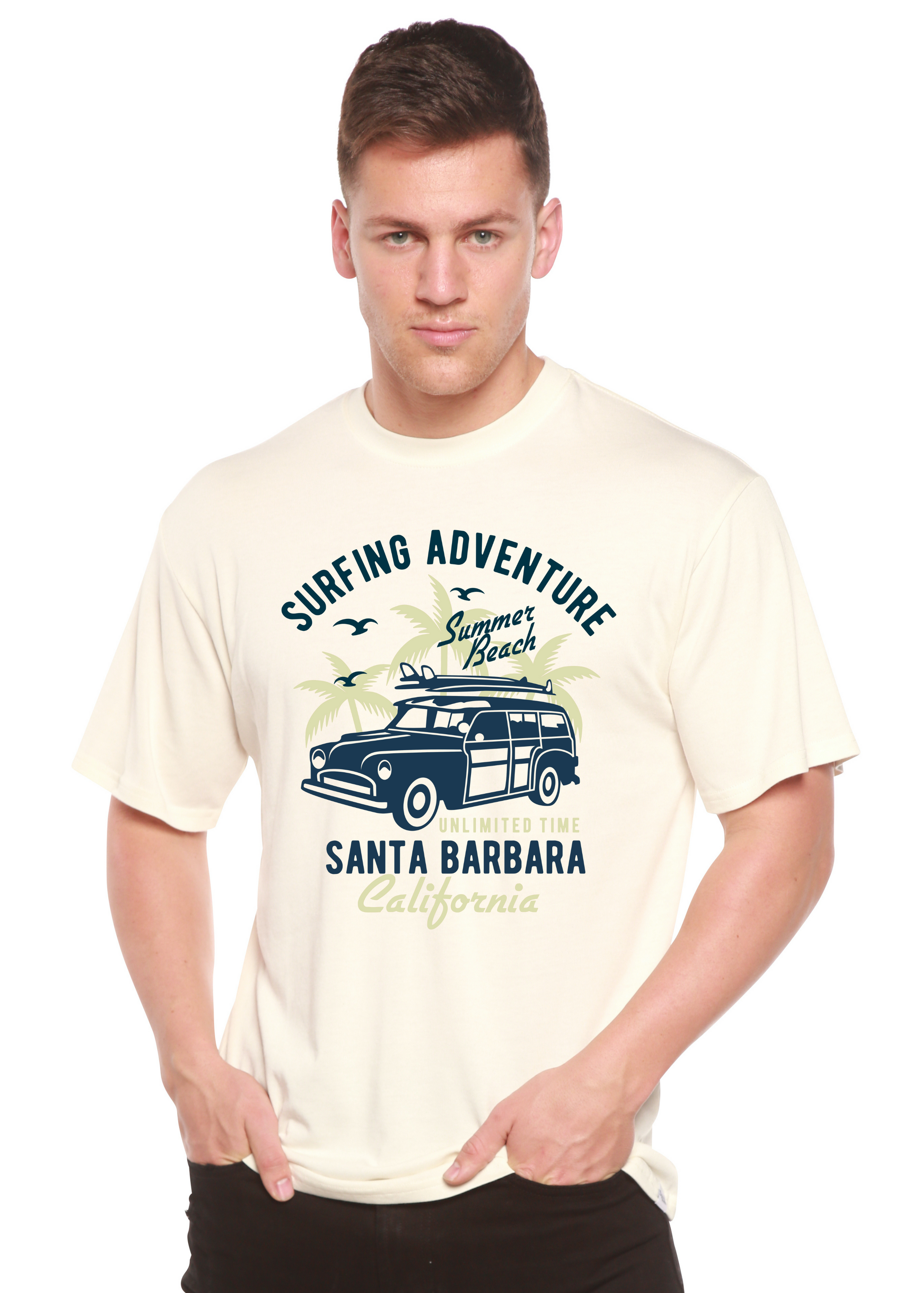 Surfing Adventure Spun Bamboo® Men's Bamboo Viscose/Organic Cotton Short Sleeve Graphic T-Shirt Spun Bamboo