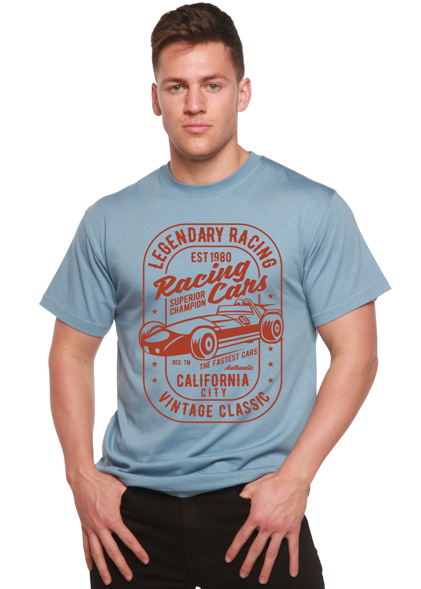 Legendary Racing Cars Men's Bamboo Viscose/Organic Cotton Short Sleeve Graphic T-Shirt Spun Bamboo