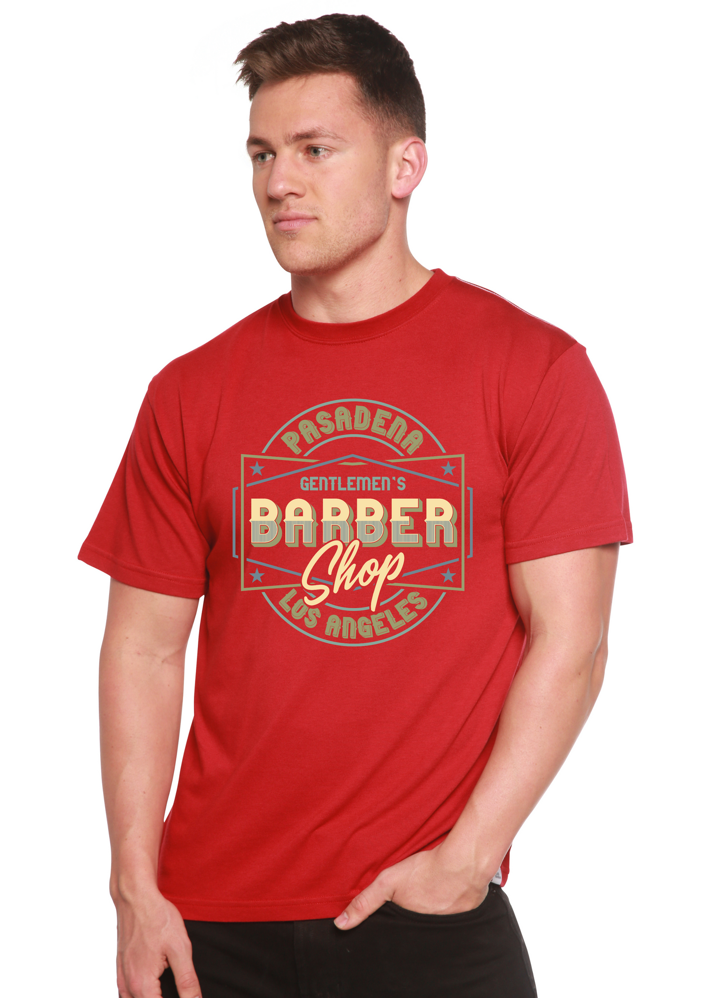 Gentlement's Barber Shop Men's Bamboo Viscose/Organic Cotton Short Sleeve Graphic T-Shirt Spun Bamboo