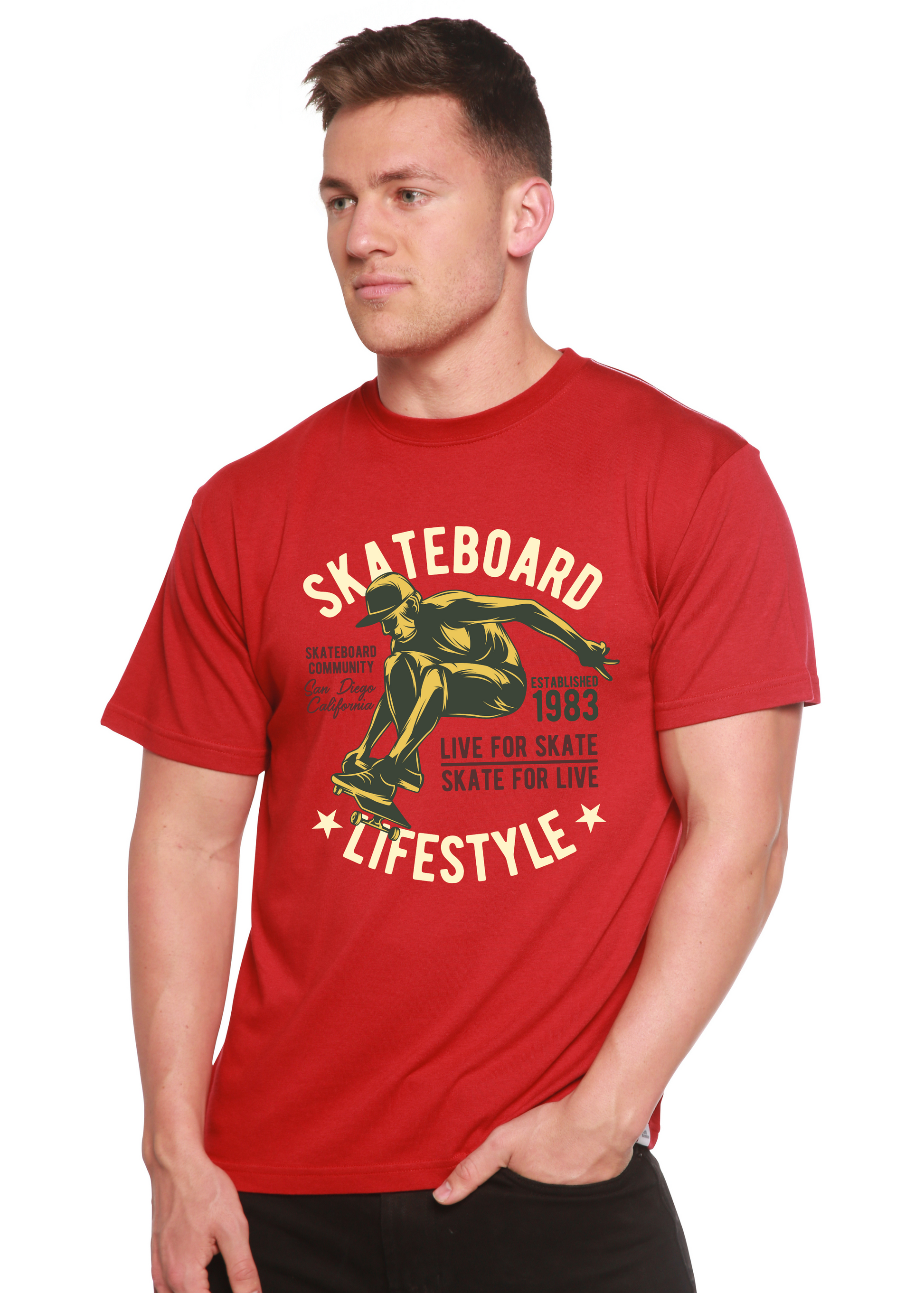 Skateboard Lifestyle Men's Bamboo Viscose/Organic Cotton Short Sleeve Graphic T-Shirt Spun Bamboo