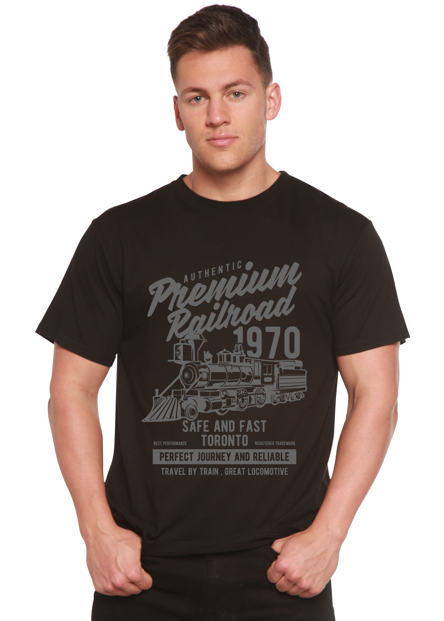 Premium Railroad Spun Bamboo® Men's Bamboo Viscose/Organic Cotton Short Sleeve Graphic T-Shirt Spun Bamboo