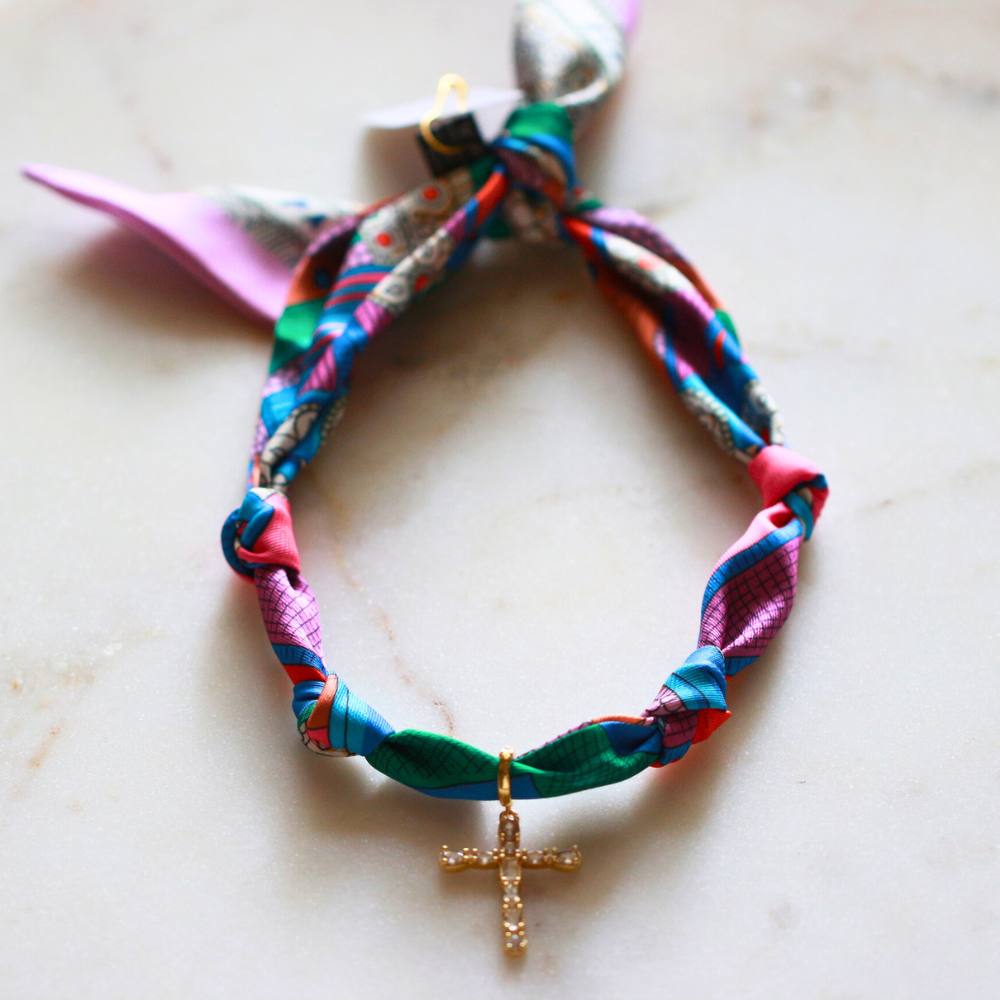 Scarf Necklace Multi Color Pattern Deep South Originals
