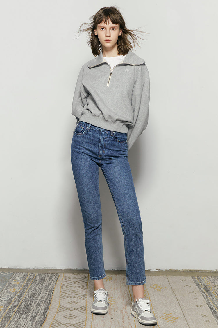 Two Shots High Rise Straight Crop Jeans HJ013 Hey Joanie