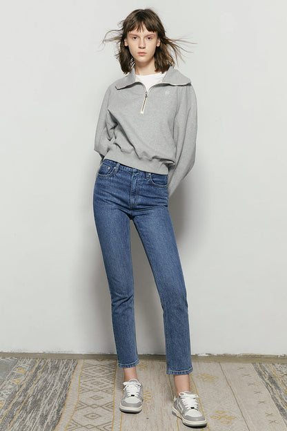 Two Shots High Rise Straight Crop Jeans HJ013 Hey Joanie