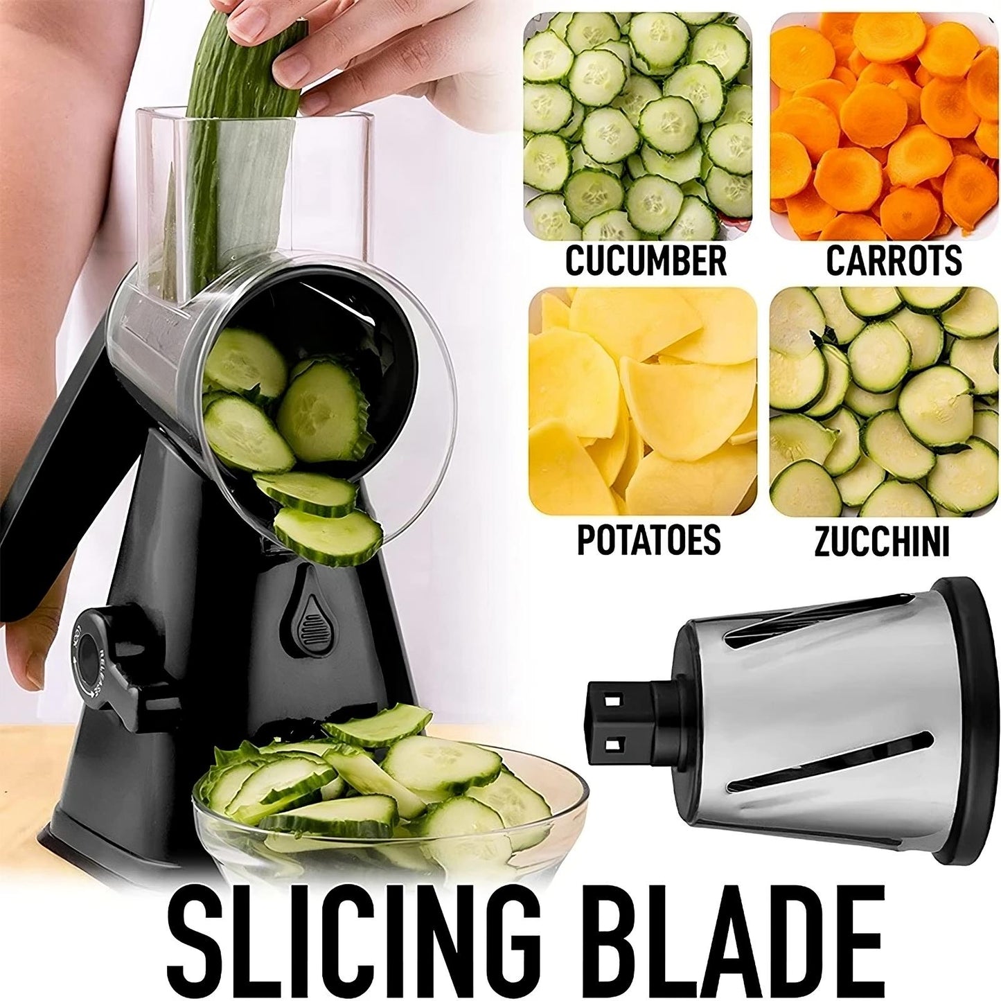 3-in-1 Rotary Cheese Grater & Vegetable Slicer ViralGalleria.com