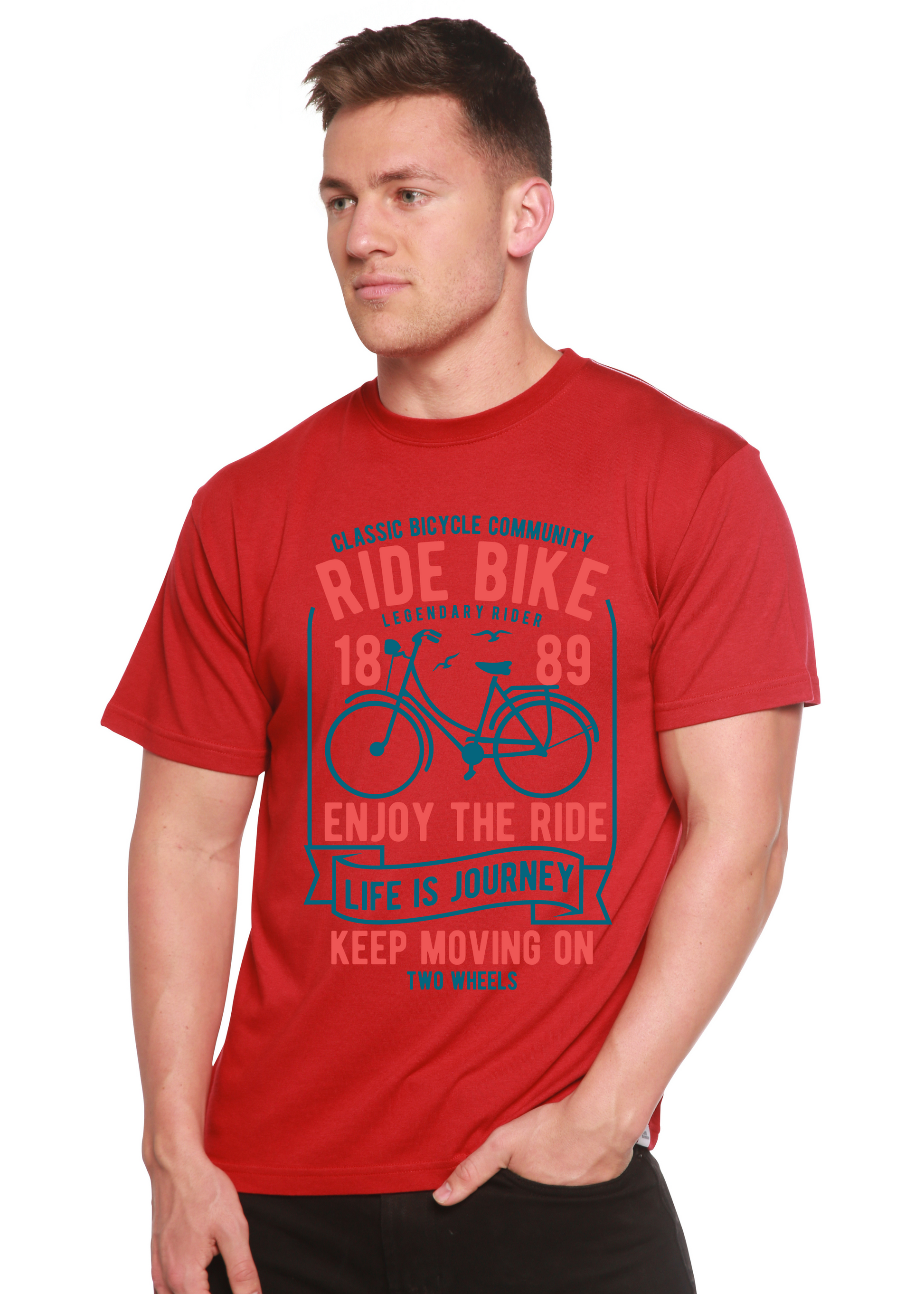 Ride Bike Spun Bamboo® Men's Bamboo Viscose/Organic Cotton Short Sleeve Graphic T-Shirt Spun Bamboo