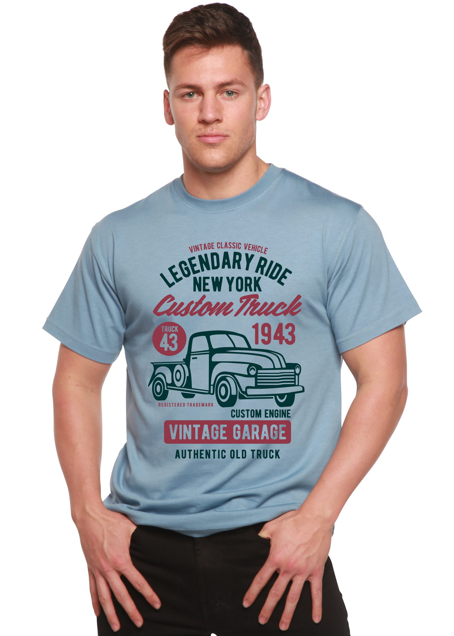 Legendary Ride Custom Truck Men's Bamboo Viscose/Organic Cotton Short Sleeve Graphic T-Shirt Spun Bamboo