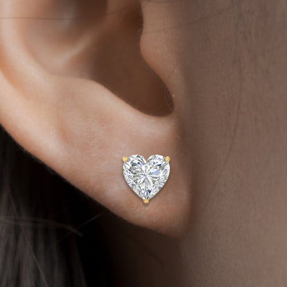 Heart Shaped 3 Prong Basket Stud Earring Fascinating Diamonds