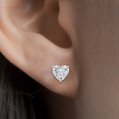 Heart Shaped 3 Prong Basket Stud Earring Fascinating Diamonds