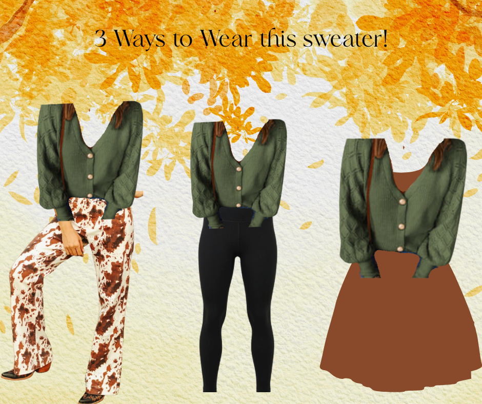 Bishop Sleeve Cardigan Sweater (Green) Kacee Lillie Boutique