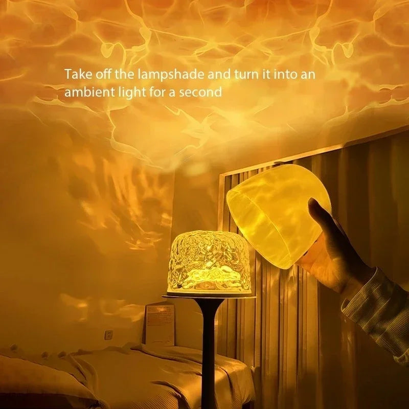 Mushroom Table Lamp with Water Ripple Projection ViralGalleria.com