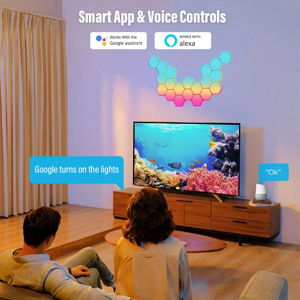 RGB Bluetooth LED Hexagon Light Indoor Wall Lights ViralGalleria.com