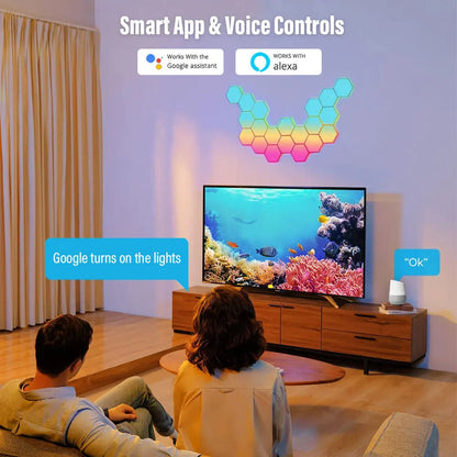 RGB Bluetooth LED Hexagon Light Indoor Wall Lights ViralGalleria.com