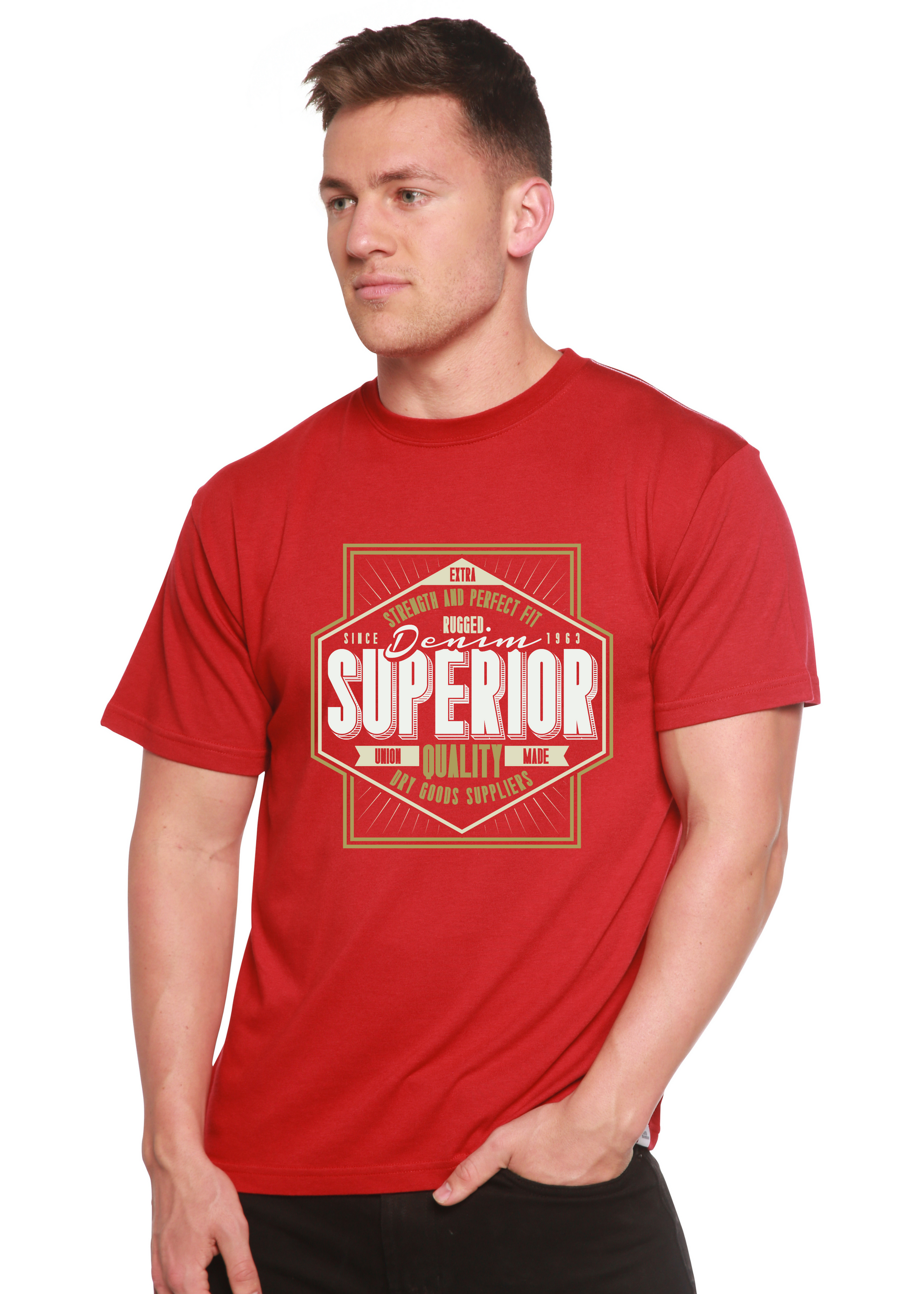 Superior Quality Men's Bamboo Viscose/Organic Cotton Short Sleeve Graphic T-Shirt Spun Bamboo