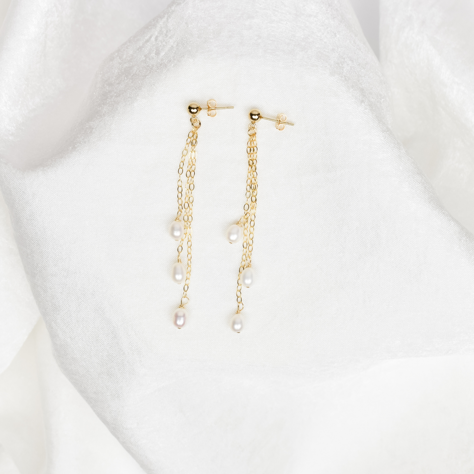 Pearl Chain Drop Earrings Emily Anne Designs LLC