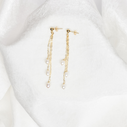 Pearl Chain Drop Earrings Emily Anne Designs LLC