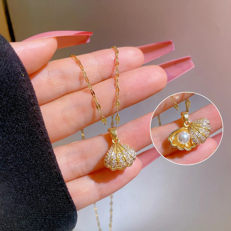 Korean Openable Shell Pearl Necklace ViralGalleria.com