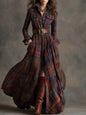 Women's Plus Size Plaid Print Long Sleeve Shirt Dress with Pockets FitiqueFit