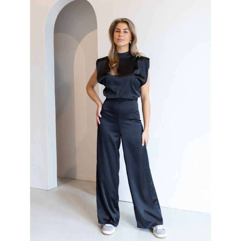 Backless Evening Dress Jumpsuit Solid Color Casual Straight Pants Grayceful LLC