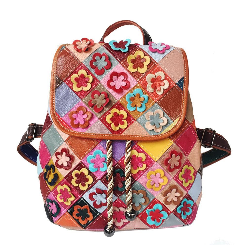 Stitching Rhombus Retro Women's Bag Leather Backpackage Backpack See size chart under “more details” The Fashion Celestial