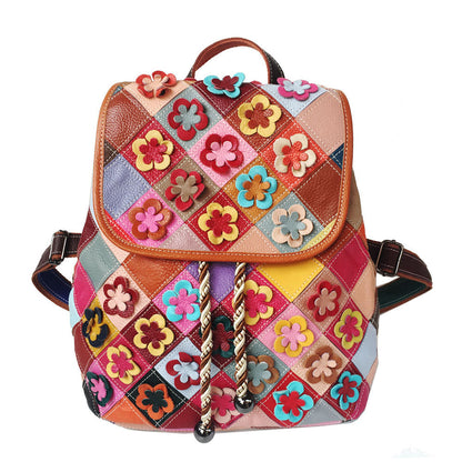 Stitching Rhombus Retro Women's Bag Leather Backpackage Backpack See size chart under “more details” The Fashion Celestial