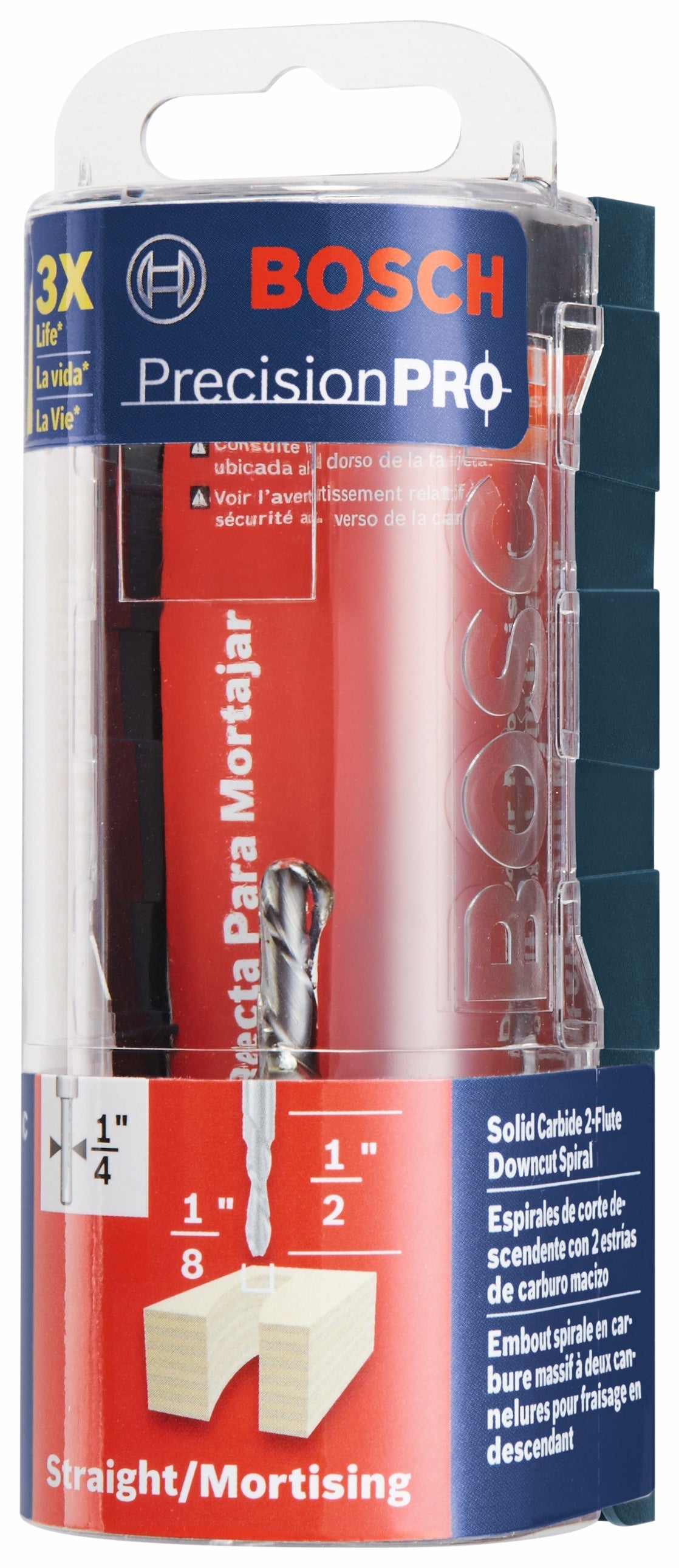 BOSCH 85900MC 1/8 In. x 1/2 In. Solid Carbide Double-Flute Down Cut Spiral Router Bit VM Hardware