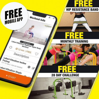 Equalizer Total Body Strengthener – Portable Dip Station for Full Bodyweight Training – Includes Hip Resistance Band & Online Coaching – Available in Standard & XL Sizes