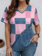 V-Neck Denim Print Short Sleeve T-Shirt | Loose Casual Tee FitiqueFit