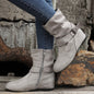 1.18inch Inner Height Increase Women's Short Boots with Flat Sole, Buckle Closure, Comfortable, Warm, and Lightweight, Women Shoes NovaCart