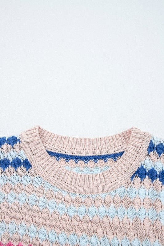 Stripe Eyelet Knit Drop Shoulder Sweater Shop Style & More | Fresh Looks, Everyday Deals & Free Shipping