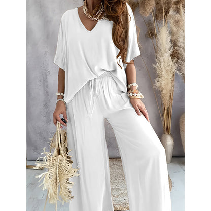Women’s Lounge Set with Wide Leg Pant FitiqueFit