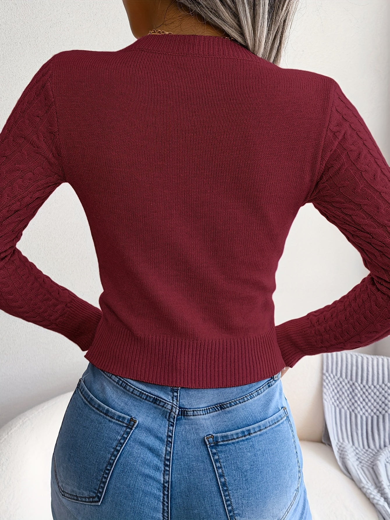 Women'S Long Sleeve Hollow Sweater | High Stretch Fabric, Crew Neck, Sexy Slim Fit, Autumn/Winter NovaCart