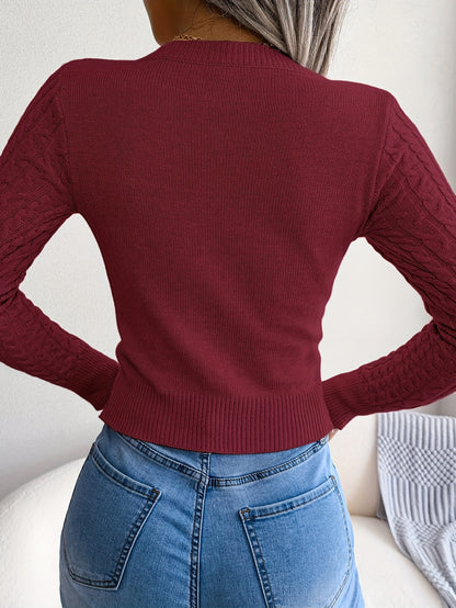 Women'S Long Sleeve Hollow Sweater | High Stretch Fabric, Crew Neck, Sexy Slim Fit, Autumn/Winter NovaCart