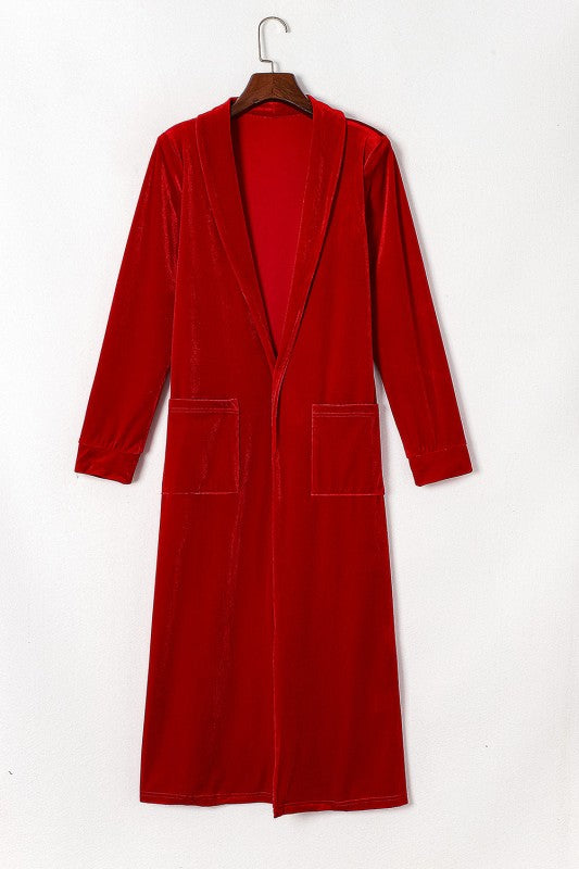 Velvet Open-Front Pocketed Cardigan Shop Style & More | Fresh Looks, Everyday Deals & Free Shipping