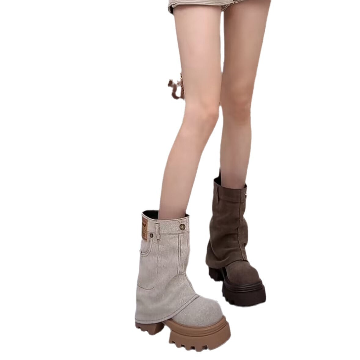 Versatile Casual Thick-soled Fashionable Cigarette Pants Boots For Women See size chart under “more details” The Fashion Celestial