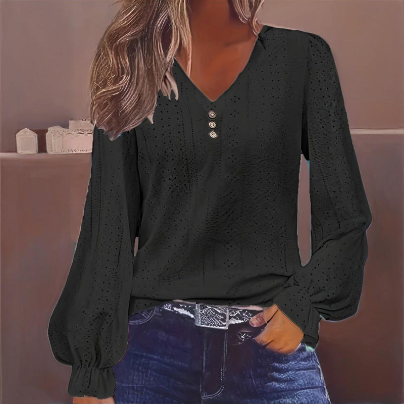Plus Size Women's V-Neck Solid Top FitiqueFit