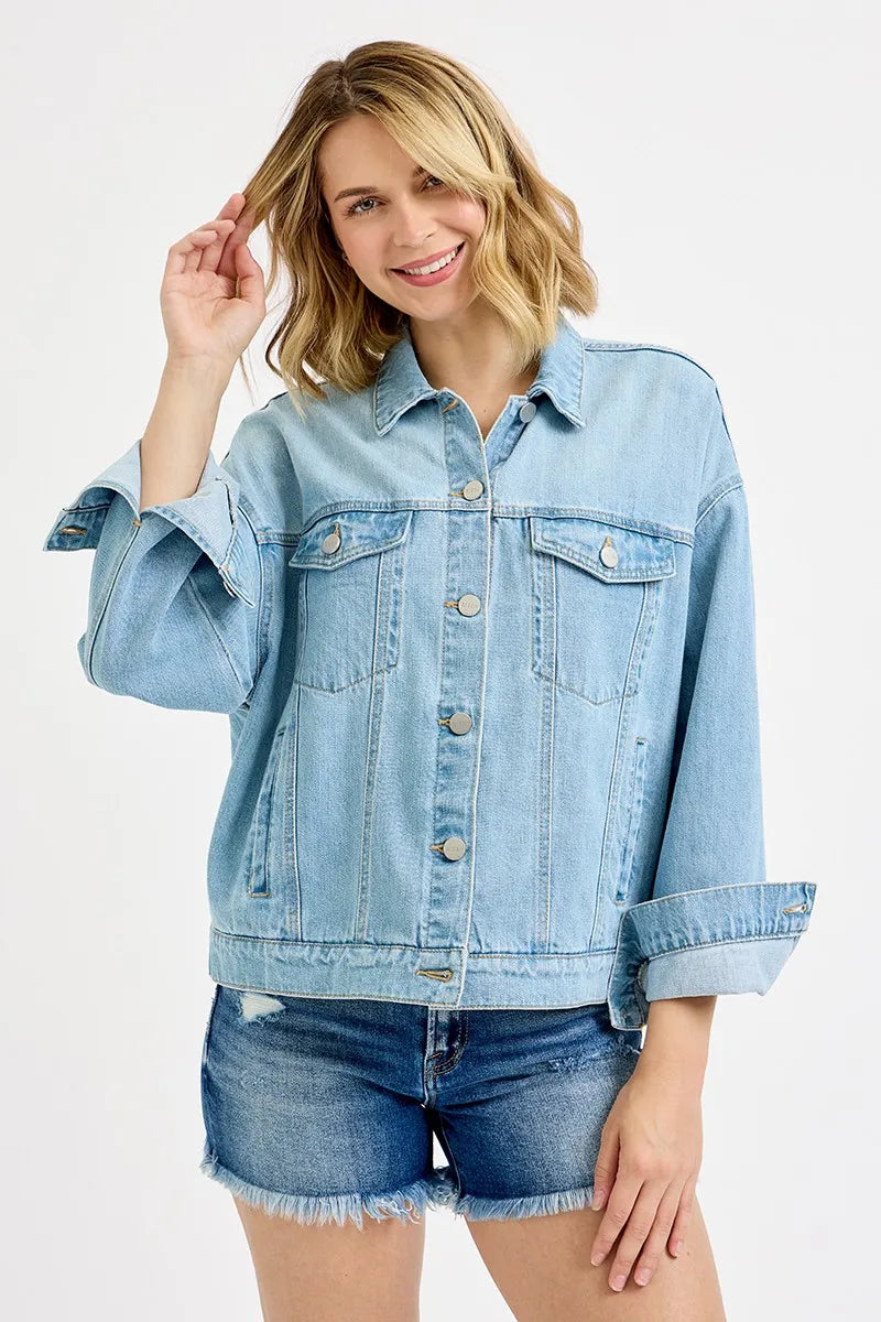 RISEN Washed Dropped Shoulder Denim Jacket West2East Surf