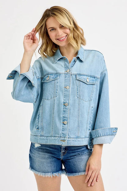 RISEN Washed Dropped Shoulder Denim Jacket West2East Surf