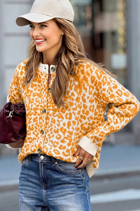 Leopard Drop Shoulder Chunky Cardigan Sweater Shop Style & More | Fresh Looks, Everyday Deals & Free Shipping