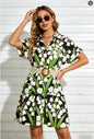 Women’s Belted Short Sleeve Midi Dress FitiqueFit