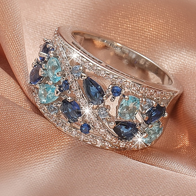 Bohemian Women's Couple Fashion Elegant Glass Synthetic Zirconia Gift Ring NovaCart