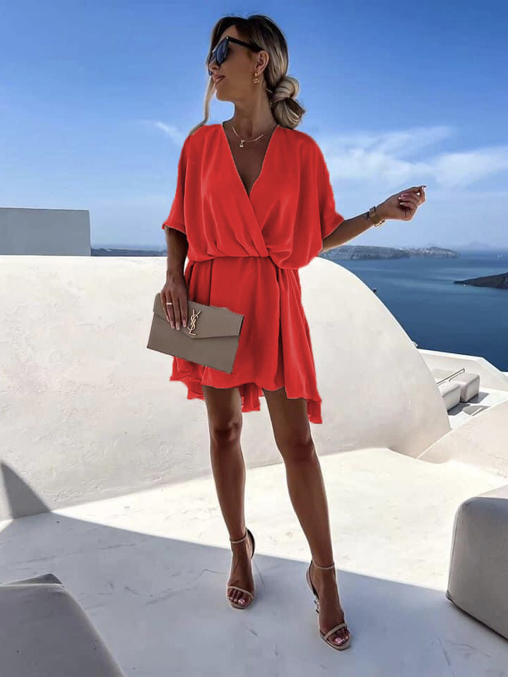 Satin Loose Midi Dress – Relaxed Fit Casual Vacation Dress FitiqueFit